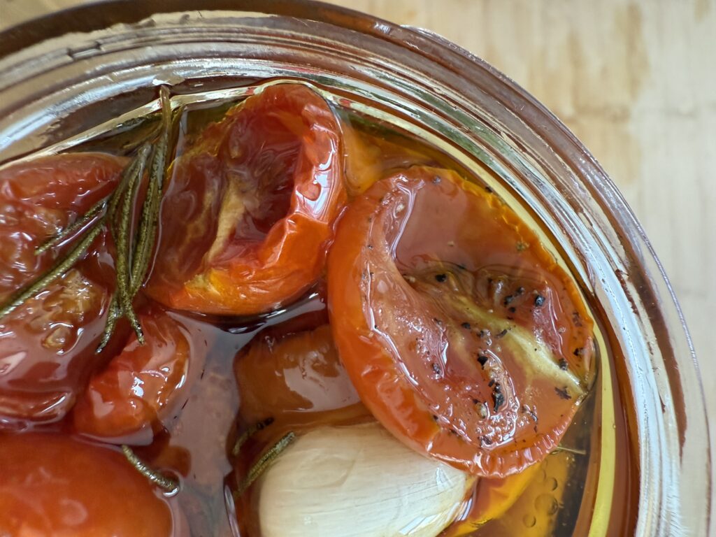 There’s something magical about slow-roasted tomatoes. The flavor concentrates, the texture turns rich and jammy, and they’ll keep for weeks. Whether you’re tossing them into pasta, layering on a bruschetta, or adding to a salad — these tomatoes are a must-have in your fridge.