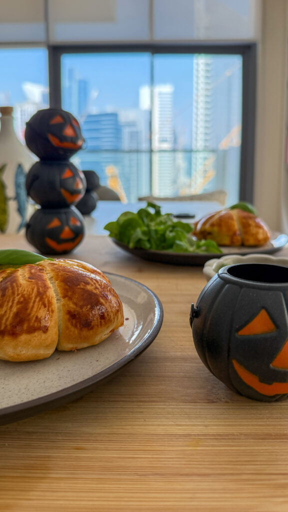 There’s something truly magical about cooking with your child — especially when the kitchen turns into a little Halloween workshop.

Today, my daughter asked if we could make a “Halloween surprise.” So we rolled up our sleeves and got creative with a recipe that’s festive, fun, and perfect for spooky season: Mini Pumpkin Pizzas! 🍕🎃

